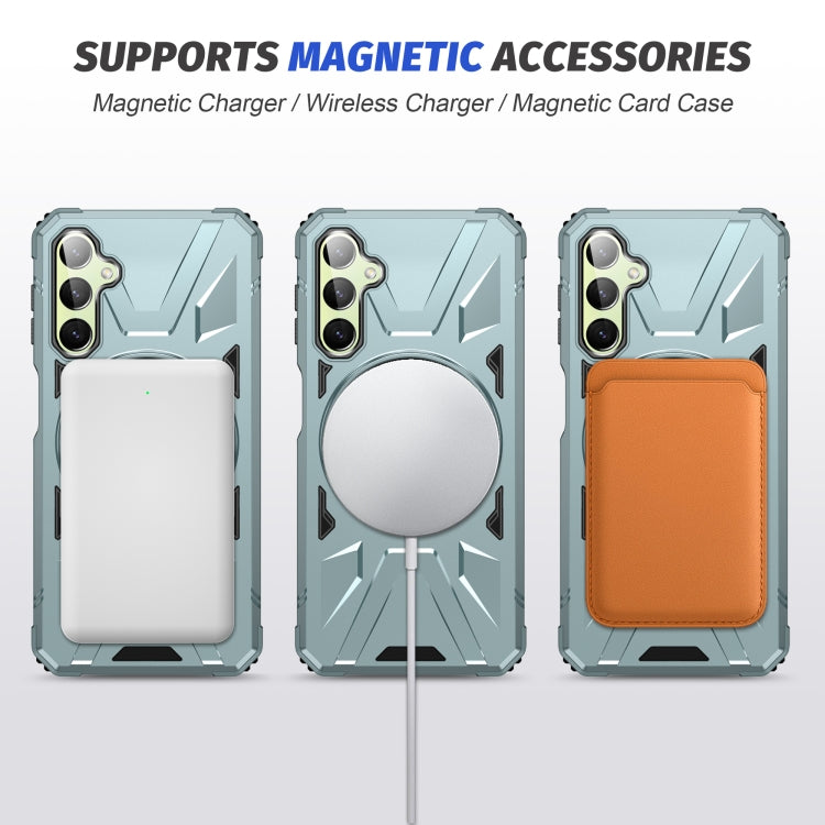 For Samsung Galaxy A24 5G MagSafe Magnetic Shockproof Phone Case with Ring Holder(Green)