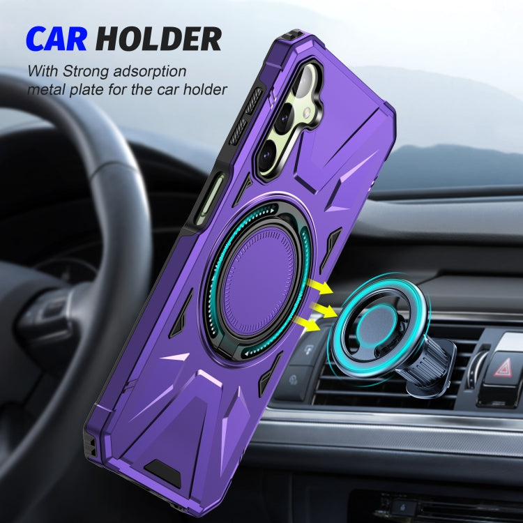 For Samsung Galaxy A24 5G MagSafe Magnetic Shockproof Phone Case with Ring Holder(Purple)