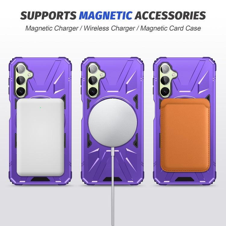 For Samsung Galaxy A24 5G MagSafe Magnetic Shockproof Phone Case with Ring Holder(Purple)