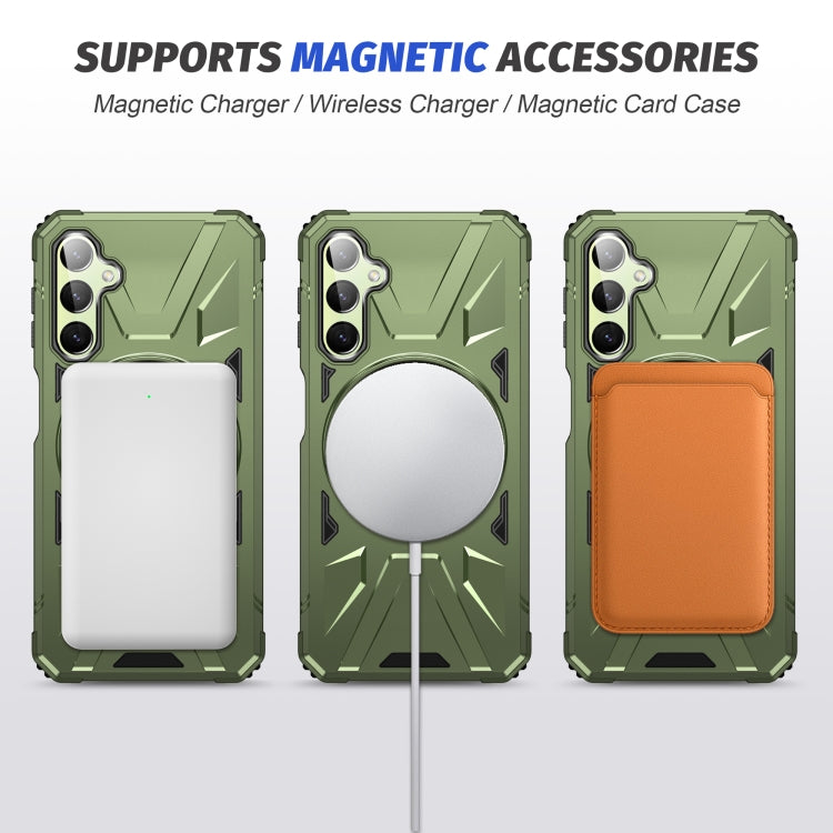 For Samsung Galaxy A54 5G MagSafe Magnetic Shockproof Phone Case with Ring Holder(Dark Green)