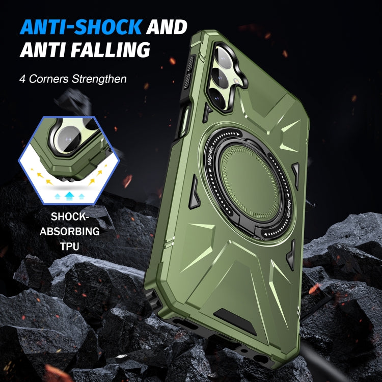 For Samsung Galaxy A54 5G MagSafe Magnetic Shockproof Phone Case with Ring Holder(Dark Green)