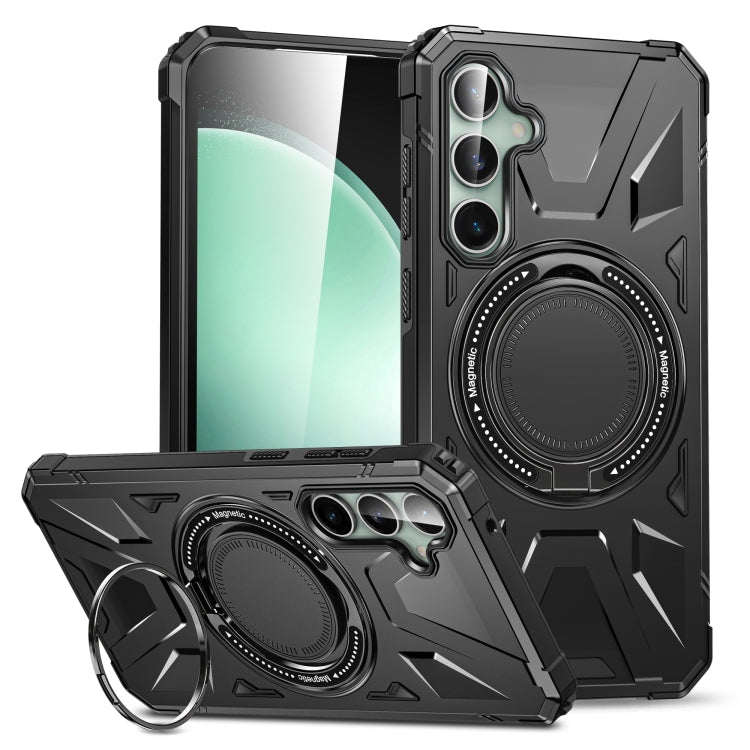For Samsung Galaxy A15 MagSafe Magnetic Shockproof Phone Case with Ring Holder(Black)