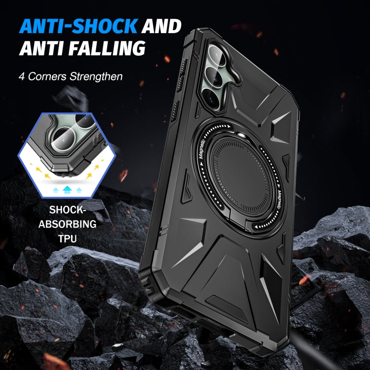 For Samsung Galaxy A15 MagSafe Magnetic Shockproof Phone Case with Ring Holder(Black)