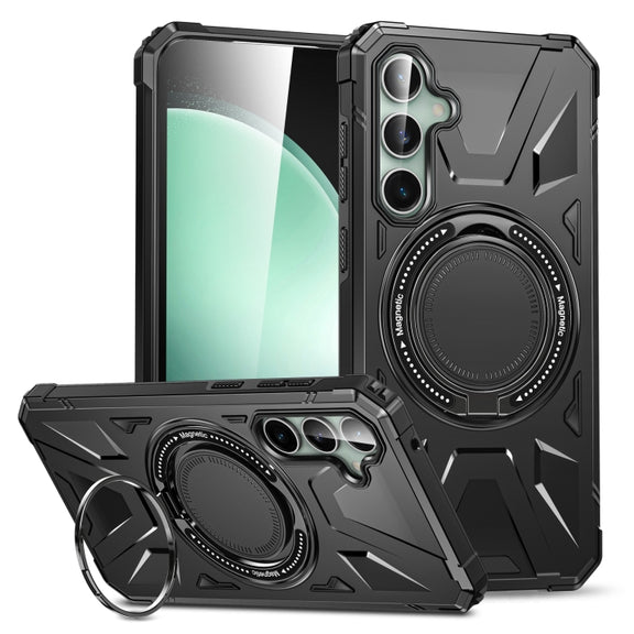 For Samsung Galaxy A15 MagSafe Magnetic Shockproof Phone Case with Ring Holder(Black)