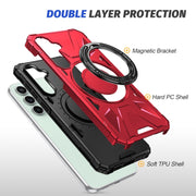 For Samsung Galaxy A15 MagSafe Magnetic Shockproof Phone Case with Ring Holder(Red)