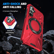 For Samsung Galaxy A15 MagSafe Magnetic Shockproof Phone Case with Ring Holder(Red)