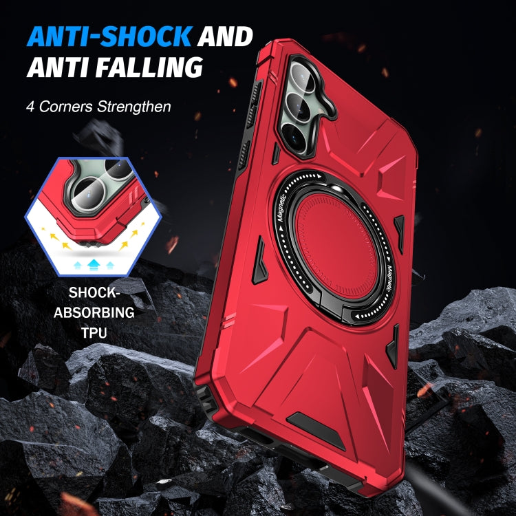 For Samsung Galaxy A15 MagSafe Magnetic Shockproof Phone Case with Ring Holder(Red)