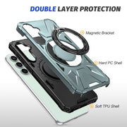 For Samsung Galaxy A15 MagSafe Magnetic Shockproof Phone Case with Ring Holder(Green)