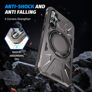 For Samsung Galaxy A15 MagSafe Magnetic Shockproof Phone Case with Ring Holder(Dark Grey)