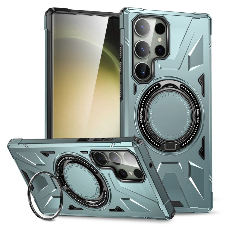 For Samsung Galaxy S24 Ultra 5G MagSafe Magnetic Shockproof Phone Case with Ring Holder(Green)