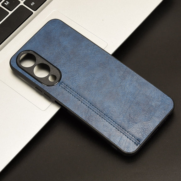 For vivo Y17s 4G Global Cow Pattern Sewing Back Cover Phone Case(Blue)