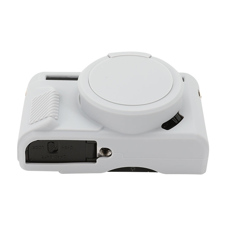 For Canon PowerShot G7 X Mark II / G7X2 Soft Silicone Protective Case with Lens Cover(Grey)