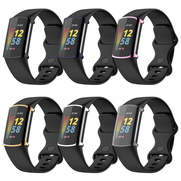 For Fitbit Charge 6 / 5 Full Coverage TPU Electroplated Watch Protective Case(Black)