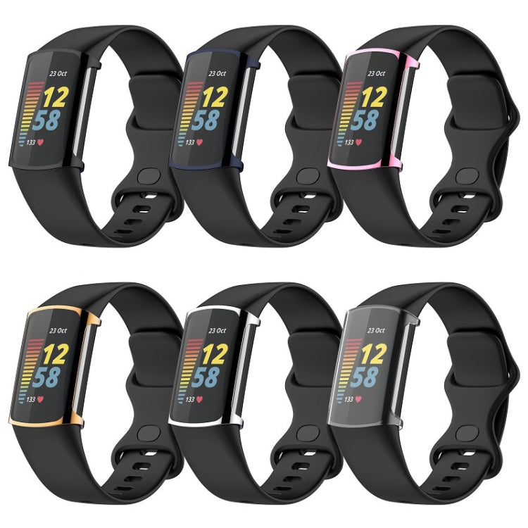 For Fitbit Charge 6 / 5 Full Coverage TPU Electroplated Watch Protective Case(Black)