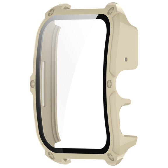 For OPPO Watch 4 Pro PC + Tempered Film Integrated Watch Protective Case(Ivory White)