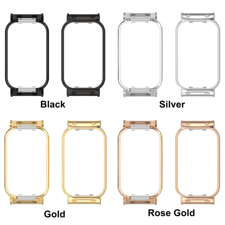 For Xiaomi Smart Band 8 Active / Redmi Band 2 Metal Frame Watch Protective Case(Rose Gold)