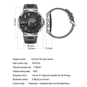 V69 IP68 BT5.0 1.85inch Smart Watch Support Voice Call / Sleep Detection(Silver)