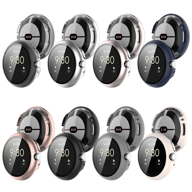 For Google Pixel Watch 2 PC + Tempered Film Integrated Watch Protective Case(White)
