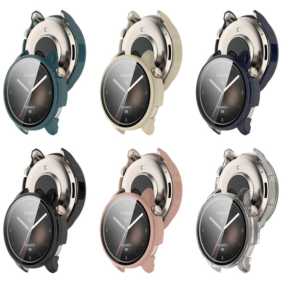 For Amazfit Balance A2286 PC + Tempered Film Integrated Watch Protective Case(Ivory White)