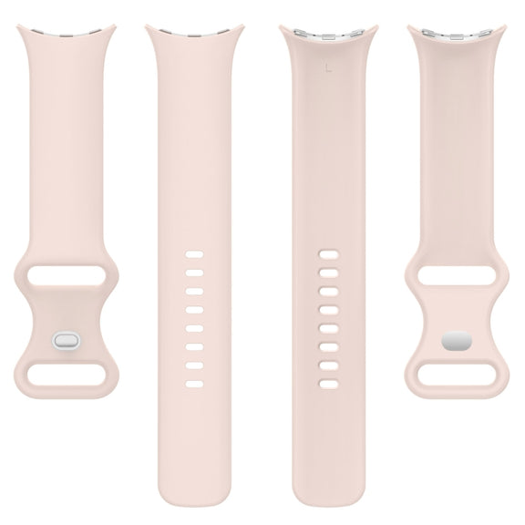 For Google Pixel Watch 2 Solid Color Silicone Watch Band, Size:S Size(Pink)