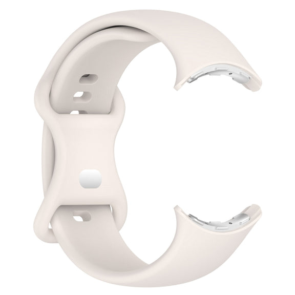 For Google Pixel Watch 2 Solid Color Silicone Watch Band, Size:L Size(Creamy White)