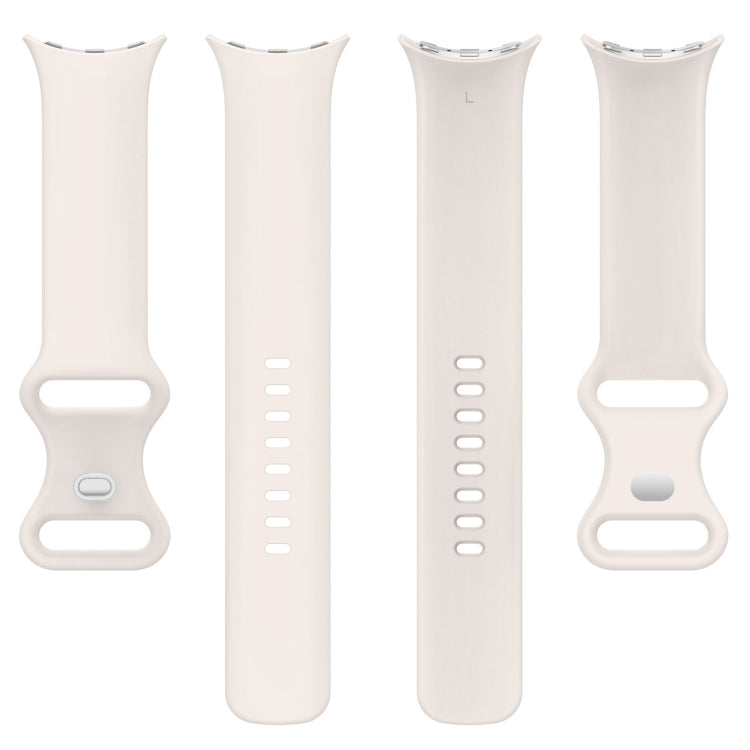 For Google Pixel Watch 2 Solid Color Silicone Watch Band, Size:L Size(Creamy White)