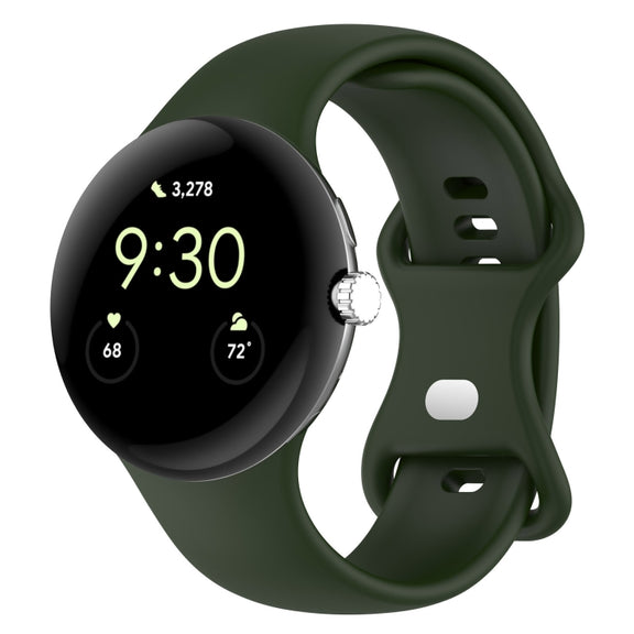 For Google Pixel Watch 2 Solid Color Silicone Watch Band, Size:L Size(Green)