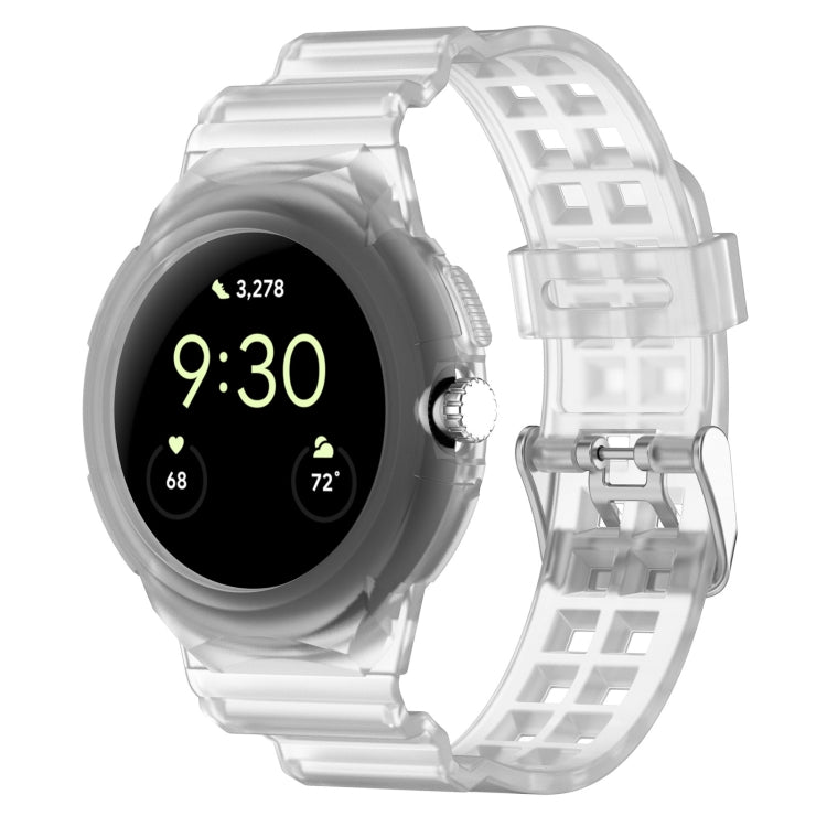 For Google Pixel Watch 2 Integrated Fully Enclosed Silicone Watch Band(Transparent)