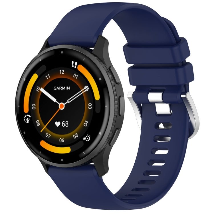 For Garmin Venu 3 Liquid Glossy Silver Buckle Silicone Watch Band(Dark Blue)