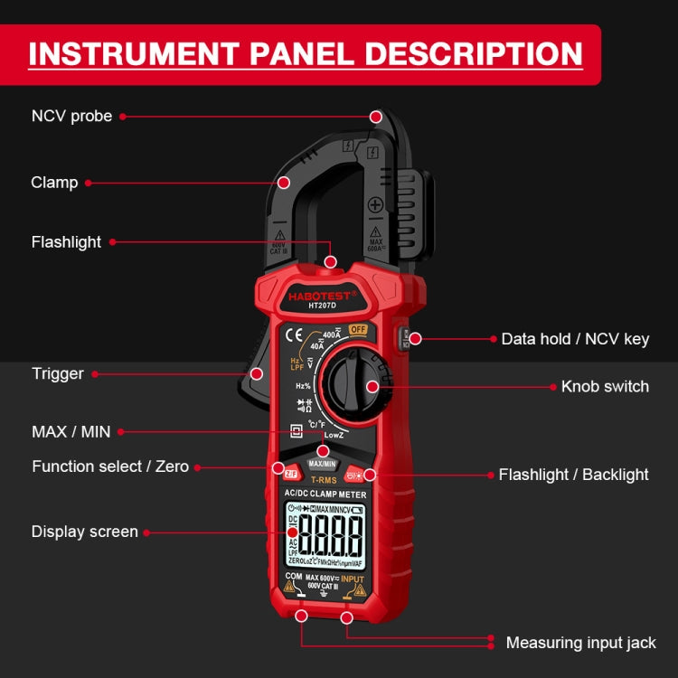 HABOTEST HT207B Multifunctional Digital Clamp Multimeter