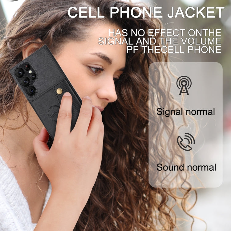 For Samsung Galaxy S24 Ultra 5G Double Buckle Card Slots Magnetic Phone Case(Black)