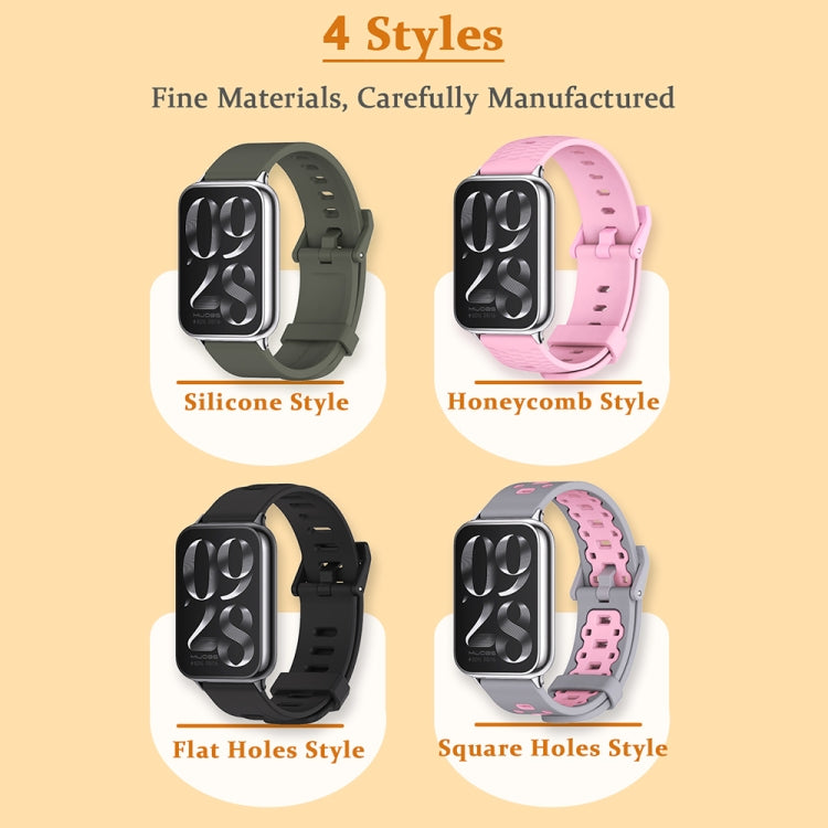 For Xiaomi Smart Band 9 Pro / 8 Pro Mijobs Square Hole Breathable Silicone Watch Band(Black Grey)