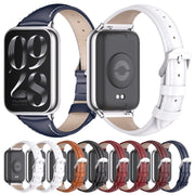 For Xiaomi Smart Band 9 Pro / 8 Pro Mijobs Genuine Leather Slim Watch Band(Red Silver)