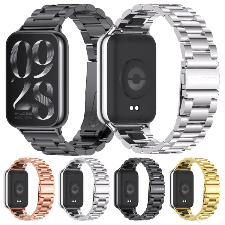 For Xiaomi Smart Band 9 Pro / 8 Pro Mijobs Three Beads Stainless Steel Watch Band(Rose Gold)