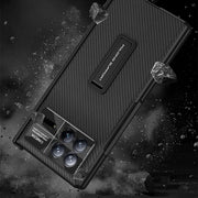 For Xiaomi Mix Fold 3 GKK Magnetic Hinge Flip Leather Phone Case with Holder(Carbon Fiber)
