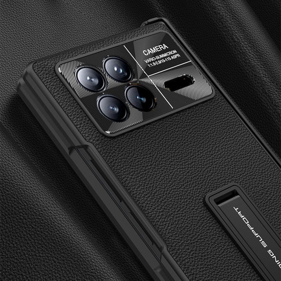For Xiaomi Mix Fold 3 GKK Magnetic Hinge Flip Leather Phone Case with Holder(Carbon Fiber)