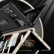 For Xiaomi Mix Fold 3 GKK Magnetic Hinge Flip Leather Phone Case with Holder(Carbon Fiber)