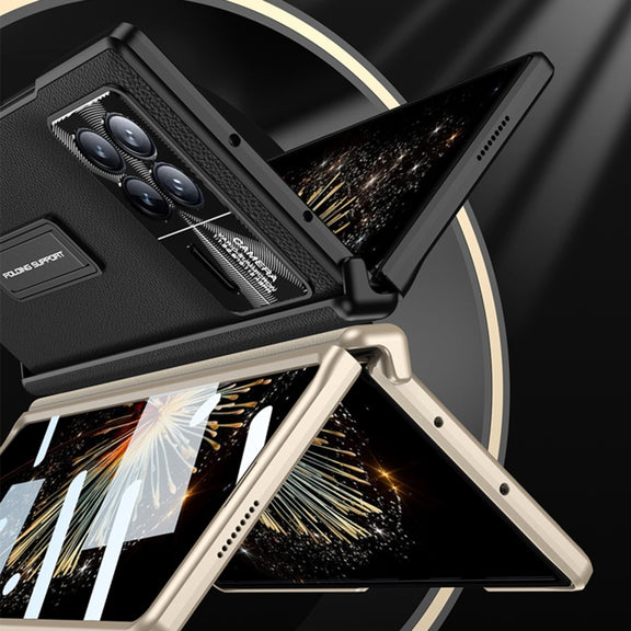 For Xiaomi Mix Fold 3 GKK Magnetic Hinge Flip Leather Phone Case with Holder(Carbon Fiber)