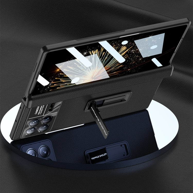 For Xiaomi Mix Fold 3 GKK Magnetic Hinge Flip Leather Phone Case with Holder(Carbon Fiber)