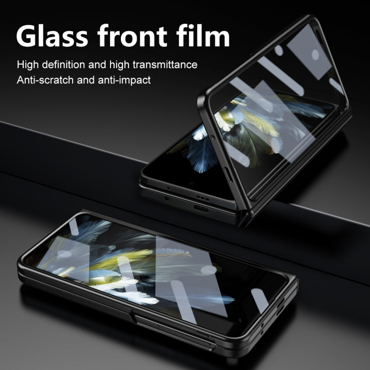 For OPPO Find N3 / OnePlus Open Integrated Frosted Electroplating Full Coverage Phone Case with Pen/Pen Slots(Black)