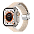 For Apple Watch Ultra 2 49mm Magnetic Folding Leather Silicone Watch Band(Apricot) - free shipping - PMC TechLife - Order now!