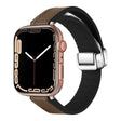 For Apple Watch Series 9 45mm Magnetic Folding Leather Silicone Watch Band(Dark Brown) - free shipping - PMC TechLife - Order now!