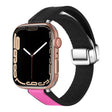For Apple Watch 42mm Magnetic Folding Leather Silicone Watch Band(Black Rose Red) - free shipping - PMC TechLife - Order now!