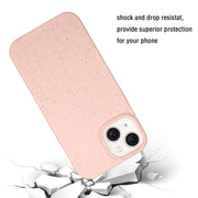 For iPhone 15 Wheat MagSafe Magnetic Straw Material + TPU Phone Case(Pink)