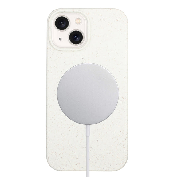 For iPhone 13 Wheat MagSafe Magnetic Straw Material + TPU Phone Case(White)