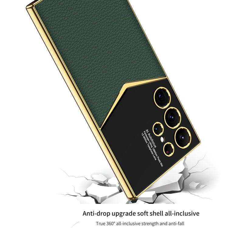 For Samsung Galaxy S24 Ultra 5G GKK Plating Soft TPU + Leather Full Coverage Phone Case without Pen(Black)