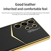 For Samsung Galaxy S24 Ultra 5G GKK Plating Soft TPU + Leather Full Coverage Phone Case without Pen(Black)