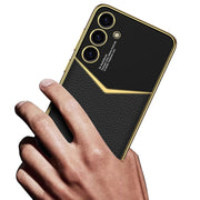 For Samsung Galaxy S24 5G GKK Plating Soft TPU + Leather Full Coverage Phone Case without Pen(White)