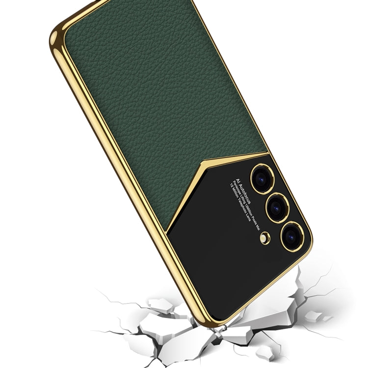 For Samsung Galaxy S24 5G GKK Plating Soft TPU + Leather Full Coverage Phone Case without Pen(White)