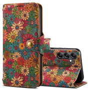 For Samsung Galaxy A05s Denior Flower Language Series Cork Fabric Oil Edge Leather Phone Case(Spring)